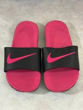 Kawa Flip-Flops by Nike Sandal Girl's Sz 6Y Black Pink Slip-On 819353-001
